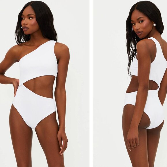 White One-Shoulder Swimsuit - Picture 1 of 3